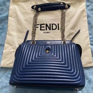 Fendi Dotcom Navy Leather shoulder bag